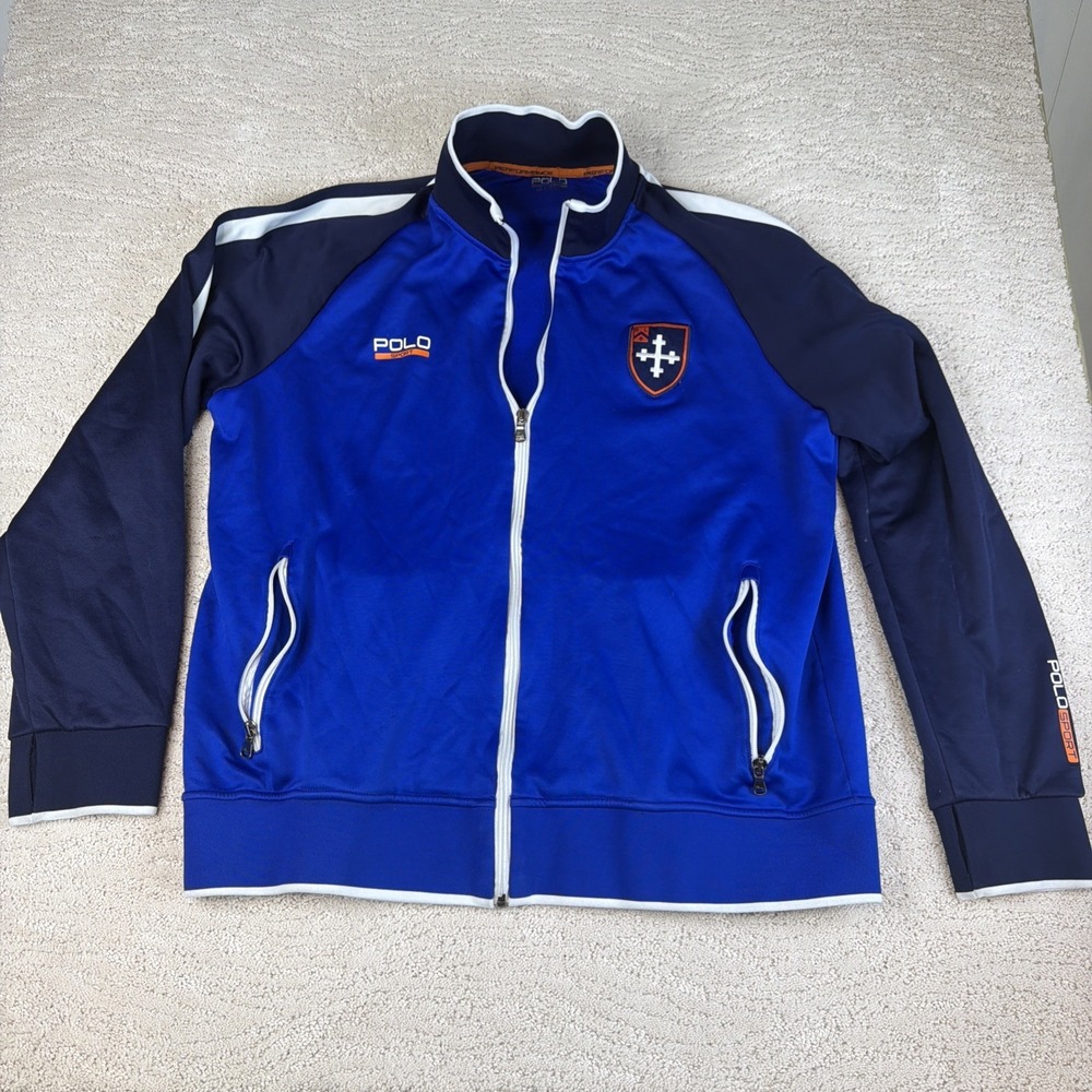 Men's Polo Sport Ralph Lauren Full Zip Track Jacket Pockets Crest Patch XL